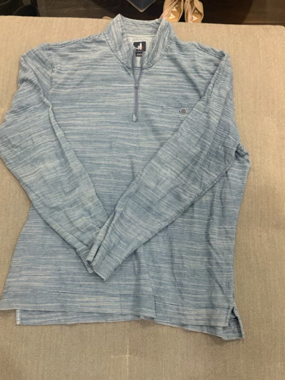 johnnie-O Light Blue Striped Quarter-Zip Pullover